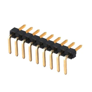 ANYCONN Single Row Right Angle 90 Degree Male Black Through Hole Board To Board PCB Connectors 9 Pins Durable Plating