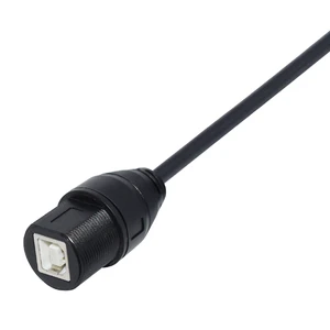 USB 2.0 A-B Type Female 4-Pin Brass Panel Mount Connectors IP67 Rated Automotive Use