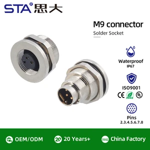 Factory Wholesale M9 Aviation Plug Metal Male Female Front Back Panel Mount Socket 2 3 4 5 6 7 8 Pin Solder Waterproof Connector