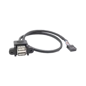Dual USB Male/Female Connector 9 Pin Terminal Panel Mount Stainless Steel 3A 230V Various Lengths 30cm 50cm Copper Cable