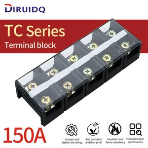 TC-1503 60A 600V Brass Bolt Connection Barrier Terminal Block for Industrial Use 5-10 AWG Conductors 1-10 Contacts