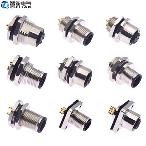 M12 Connector 4 5 8 12 17 Pin Front/Back Lock Male Female Receptacle Solder/PCB M12 Panel Mount Connector A Code IP67 Waterproof
