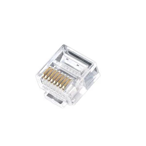 Direct Sale Manufacturer RJ45 8P8C Single-Row Transparent Crystal Head Pure Copper Gold Plated Connector Accessories Short Body