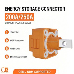 200A 250A Lithium Battery Connector IP67 Waterproof ABS/Nylon Shell 1500V DC Energy Storage Connector Copper Bar Connector