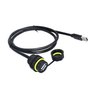 IP68 M20 Waterproof USB3.0 Male & Female Connector With Lid, Micro Socket Panel Mount, Aviation Adapter for Data Transmission