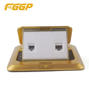Philippines Popular Golden Brass CAT 6 Network 1 Port RJ45 Self Grounding Floor Socket Box Outlet SAA/GCC For For 110-250V