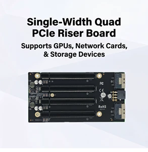 PCIe 4.0 x16 Riser Card 4-Slot Expansion Board SlimSAS SFF-8654 to PCI-E Adapter with Independent Power Supply