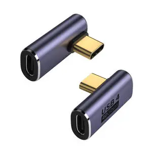 HANTAI HT-121 USB 4.0 90 Degree DC Adapter 40Gbps Fast Data Sync Connector Aluminum Alloy Universal Compatibility Mobile Phone