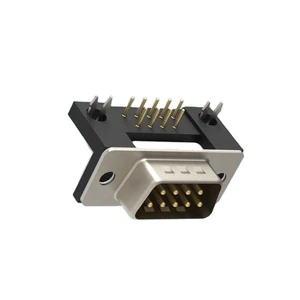 Denentech Customized HDR 9P Male D-Sub Connector Dual Row Right Angle DIP with Lock Footprint Design