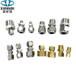 1/8 Tube OD SS Straight Union Compression Fittings 304 Stainless Steel Double Card Sleeve Connector For Gas