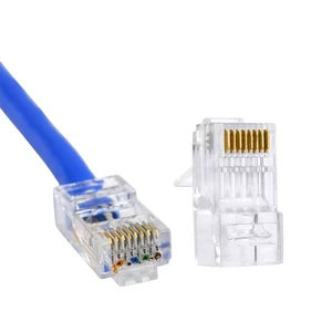 CAT6a Pass Through RJ45 Modular Plug Network Connectors UTP Gold-Plated 1.2mm Hole End for Ethernet Cable