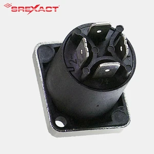 Type 25A 4-Pin Male D Type Zinc Alloy Housing Silver Plated PA Black Rectangle 19x24mm Setting Hole SpeakON 250V Connector