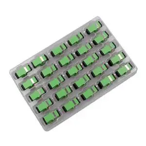 SC APC Simplex Fiber Flange Coupler & Fiber Optic Adapter Connector Green ABS Material Telecommunication Use