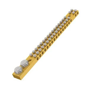 High Conductivity Industrial Brass Plated Terminal Connector Bars for Grounding and Neutral Wire Termination in Panels