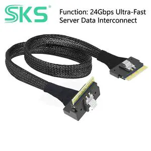 4.0 SlimSAS 8i SFF-8654 Cable 24Gbps Internal Server High Speed Data Link for NVMe Storage 0.5m 0.8m 1m