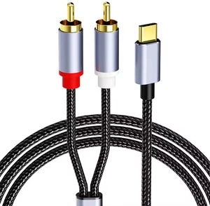 USB C to RCA Audio Cable USB-C to 2 RCA Male to Male Y Splitter with DAC Chip Compatible with Pad Pro Google Pixel MacBook Pixel