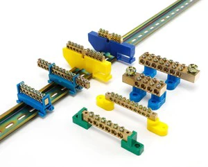 Neutral Busbar Terminal Block XP0609C-4P Screw Fixed Plastic Base Brass/Blue/Green/White 450V 15A-100A 5-10 AWG Terminal Blocks