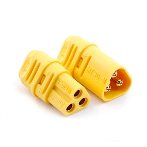 Amass MT30 Male Female 3-Pin PCB Mount Banana Plug Power Connector with Copper Gold Plating 20A 500V Rating PA Housing