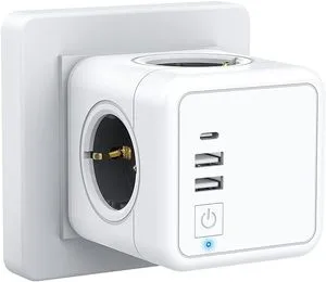 EU Standard Household Cube Power Socket With 2 USB Plug-In and 4 Outlets 16A Wall Socket With Switch German Standard CE & ROHS
