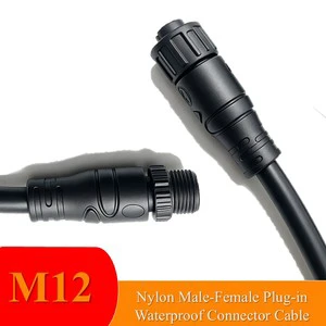 JOYL M12 Waterproof Nylon Housing Copper Gold Plating Male Female Cable Connector Automotive RF Solar Power System IP68 Rating