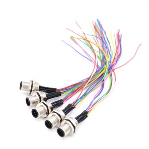 M12 Waterproof DIN Type Panel Mount Socket Male Female Plug 3 4 5 6 8 12 Pin Wire Circular Connector Plug For Panel Mounting