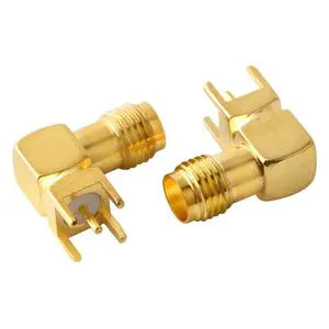 High Qualtity Female Jack Right Angle PCB Mount RF Connector Goldplated Coaxial Adapter