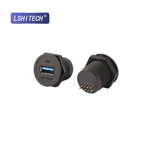 Lightweight Nylon USB 3.0 Socket Connector M22 Industrial Panel Mount for 3D Printer CNC Machine Automation System