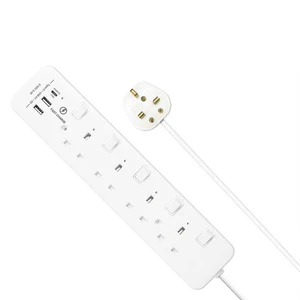 High Quality 3250W BS Power Strip 13A Fuse Worldwide Universal Plug 3 AC Outlets 2 USB 1 C Ports Smart IC Fast Charge Socket