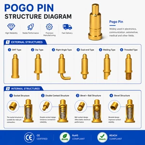 Customized Gold Plated Brass Spring Loaded Pogo Pin Connector SMT DIP PCB Battery Power Charging Contact Probe Pogo Pin