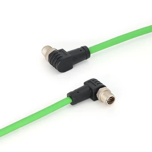M12 Connectors with Preassembled IE Cat.6A Connection Cables, 8-Pin X-Coded M12 Ethernet/IP Cable Connectors