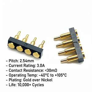 Pogo Pin 2.54mm Pitch Header Connector Bending Type 3604 Standard Pogo Pin Magnetic Connector For Smart Device Pogo Pin