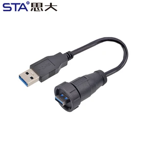 USB3.0 Straight USB Male to Male/Female Flush Mount Bayonet Extension Overmolded Circular USB Connector with Cable