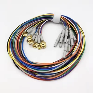 Compatible Brain Electrodes EEG Lead Wires Gold Electrodes Electromyography Electrodes 1.5 Meters 1.9 Meters 2.5 Meters