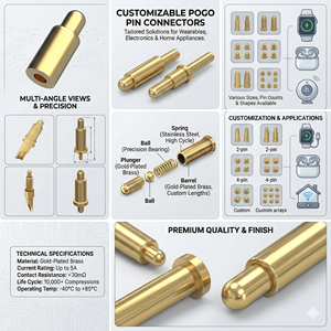 Hot Sale Customized 2.5mm Pitch Pogo Pins Connectors SMT DIP Spring Loaded Contact 1Row Gold Plating Pogo Pin Socket Connector