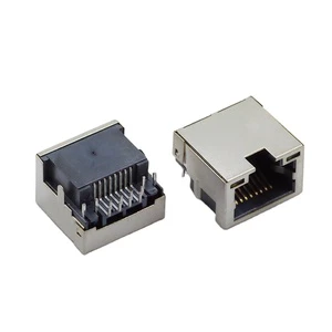 JISJACK Mid Mount 4.2MM 8P8C Female Shielded Gold-plated Copper Alloy Ethernet Connector LEDs RJ45 1.5mm Height Model