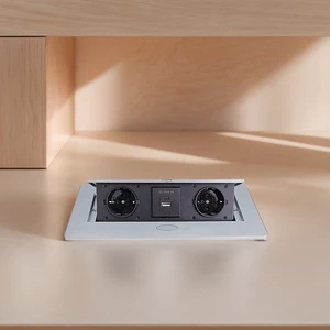 New Design Office Desktop Table Socket 2 Port 2A USB RJ45 Cat6 Multifunctional Intelligent Electric Pop up Socket