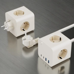 KC GS CE Rohs Standard 16A Multi Ways Indoor Office PD 25W Type C USB European Power Strip Home Switch Table Sockets Korea Euro