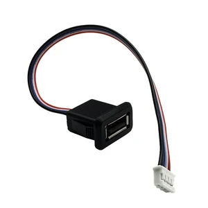 Panel Mount USB Female Socket Extension Cable 2P/4P Copper 60V 1.5A Wire Harness Electronic Device Power Charging Connector