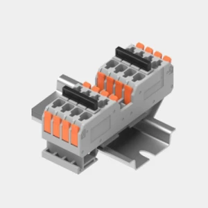 4-Pole Rail-Mount Terminal Blocks with Lever for Solid and Stranded Conductors