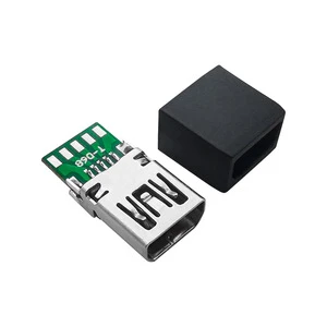 Factory Customized MINI USB 10P Female Connector, Sandwich Type with PCB, Stainless Steel Shell, 10 Solder Points