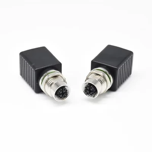 M12 8 Pin X Code Female to RJ45 SSMA Straight Industrial Waterproof Power Electrical Brass Circular Adapter Connectors IP67