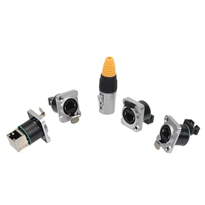 LED Equipment IP67 Nylon PA66 PCB Board Type Square Flange Double Head Quick Connect Waterproof RJ45 Connector