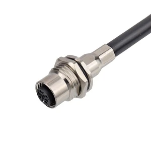 M12 Male PFT Crimp Socket 8 Pole A-Coded Waterproof Terminals Connector With Shielded Tube Wiring Harness Brass Contact Material