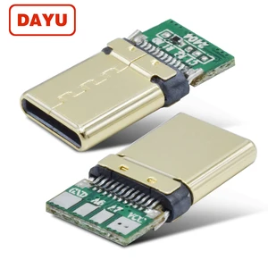 Golden Plated C Type USB C Male Connector Solder Wired