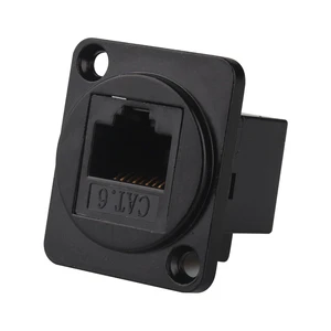 Custom Black 8p8c cat6 rj45 panel mount connector ethernet rj45 connector female to female