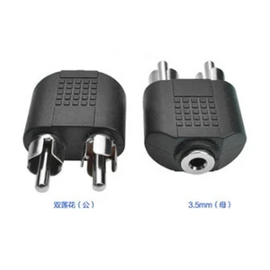 Tigerwill Manufacturer Dual RCA Male Plug 1X3.5mm Mono Female Socket RCA Converter Audio/Video Adapter Nickel Plated Connectors