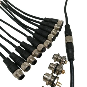 JOYL Industrial-grade M12 Round Copper Gold-Plated IP67 PVC PA 2-8 Pin Male Female Straight Waterproof Connector Adapter Cable