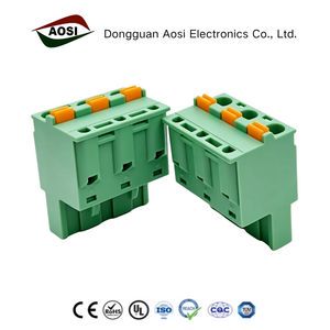 AOSI Plug-In Terminal Block 25PCS/50PCS 7.62mm Pitch Copper Connector 10A 300V Female Wire Connections Model FPS2.5-XX-762-00