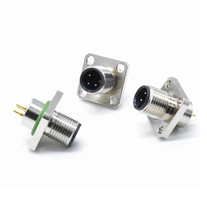 Connector Supplier a Coded M12 Pcb Connector 3pin IP67 Malefront Socket Panel Mount Connector