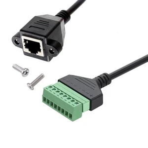RJ45 Ethernet 8P8C Female Adapter Copper Network Cable Connect Block Screw Mounting Holes Spring Terminal